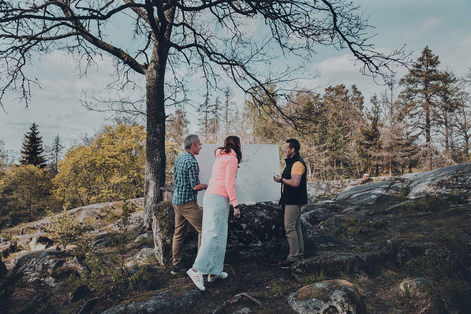 Collaboration session outdoors